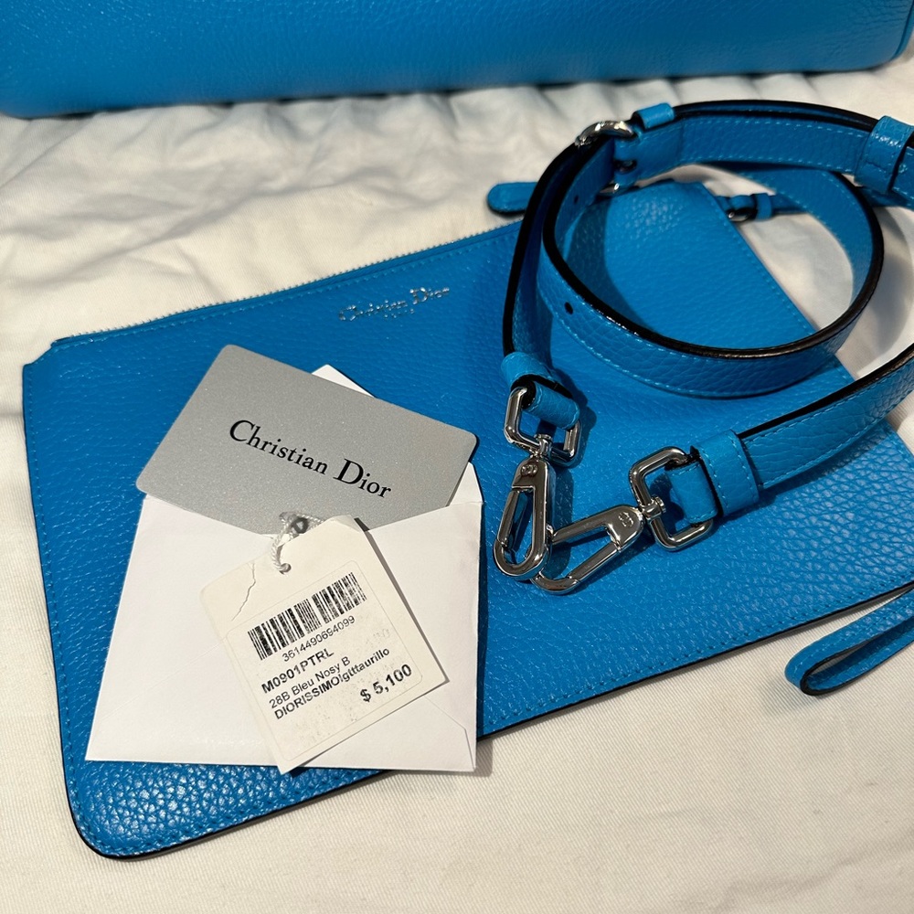 Christian Dior Diorissimo Tote Large Blue Leather - Picture 15 of 16